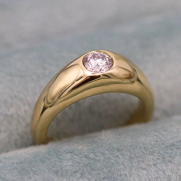 Diamond Bombe Signet Ring