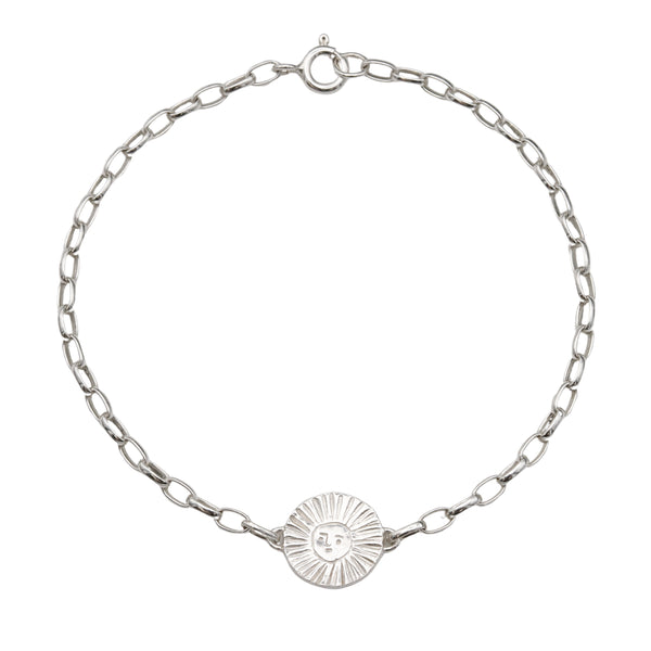 Silver Sun And Moon Disc Bracelet