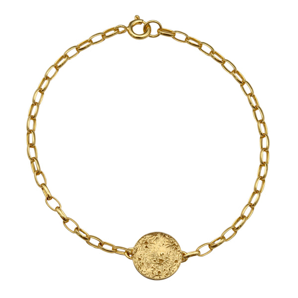 Gold Sun And Moon Disc Bracelet
