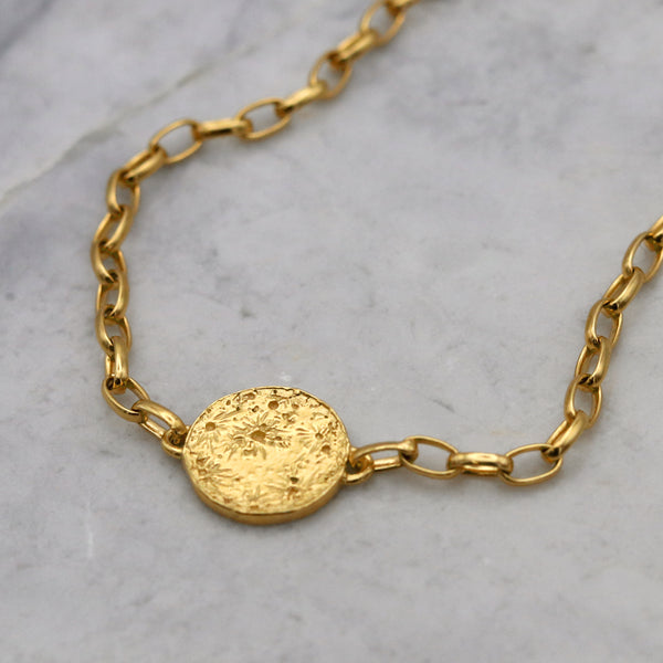Gold Sun And Moon Disc Bracelet