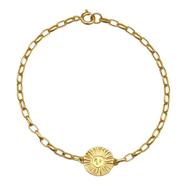 Gold Sun And Moon Disc Bracelet