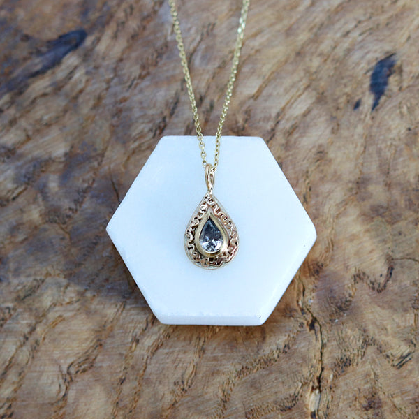Salt And Pepper Diamond Peardrop Pendant