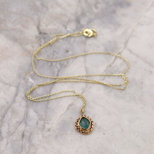 Grandidierite Chain Halo Pendant
