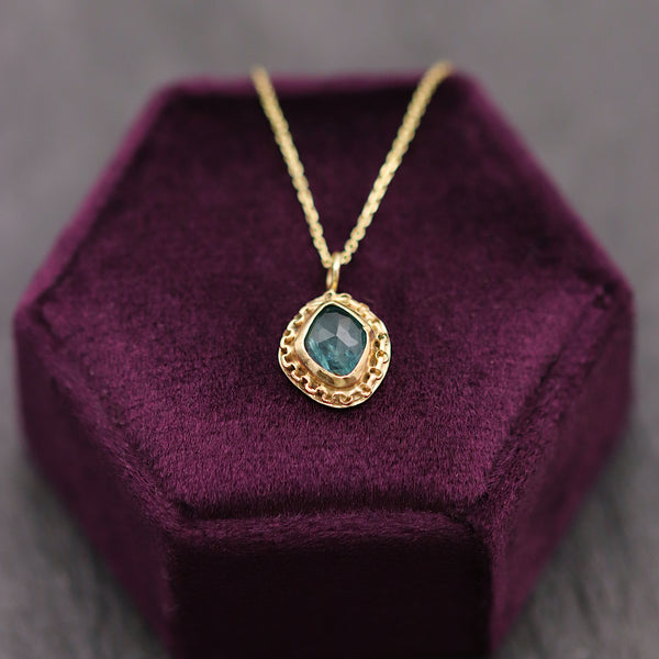 Grandidierite Chain Halo Pendant