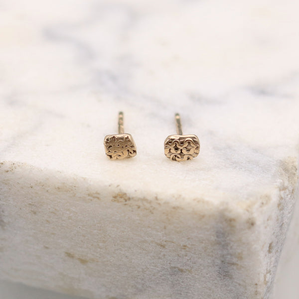 Tiny Gold Hammered Chain Studs