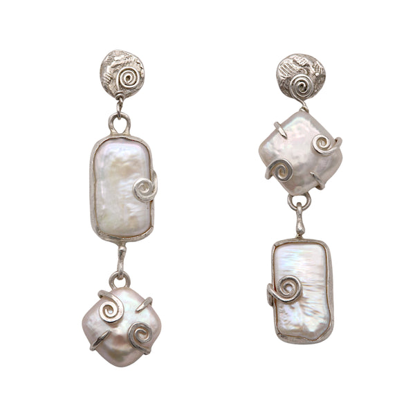 Mismatched Statement Pearl Drop Earrings