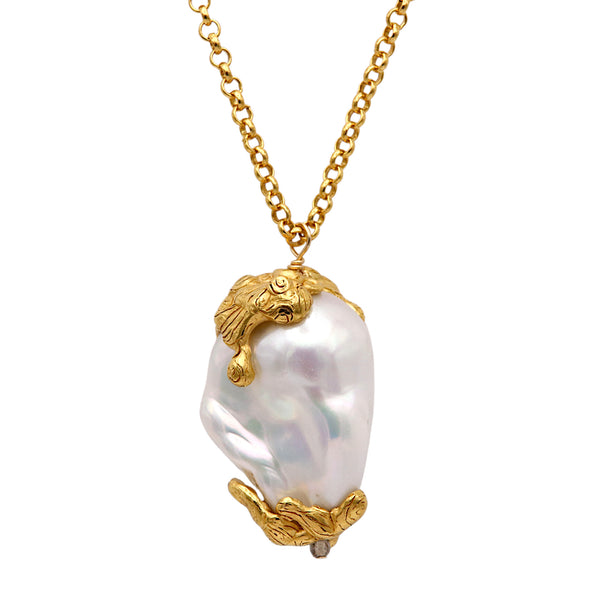 Large Dripping Golden Pearl Necklace