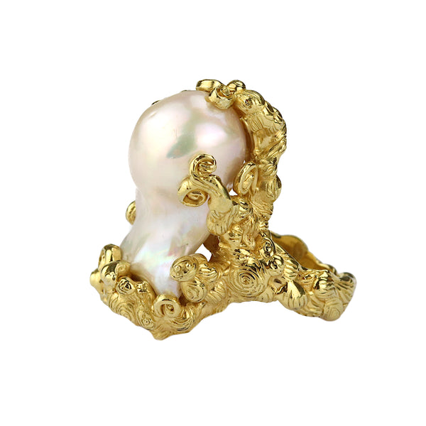 Golden Nymph Pearl Ring