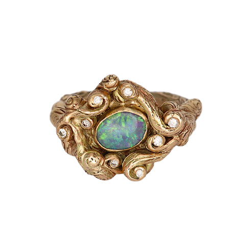 Opal and Diamond Whirlpool Treasury Ring