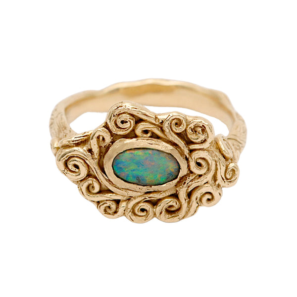 Lightning Ridge Opal Swirling Ring