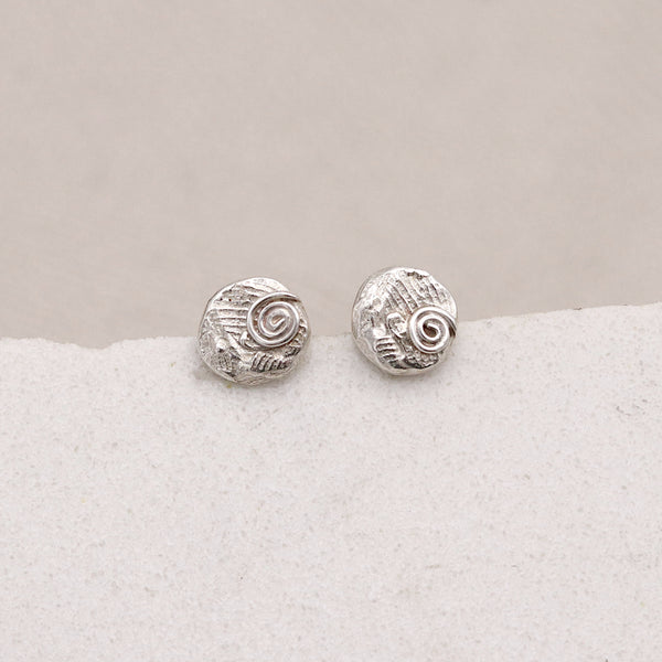 Tiny Silver Swirl Texture Studs