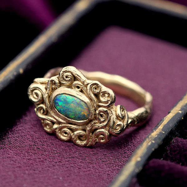 Lightning Ridge Opal Swirling Ring