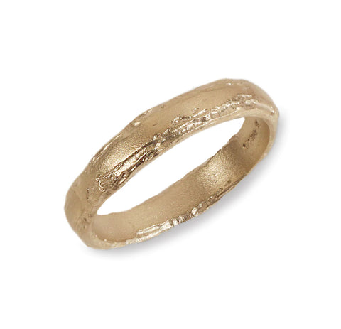 4mm Etched Yellow Gold Band