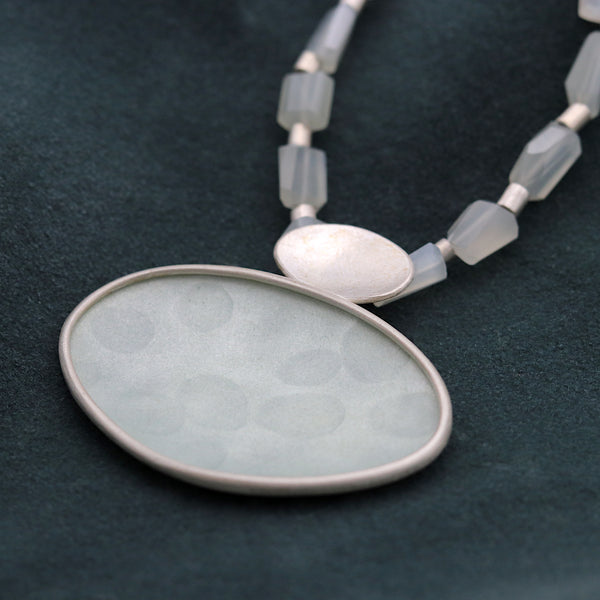 Quartz And Grey Enamel Necklace