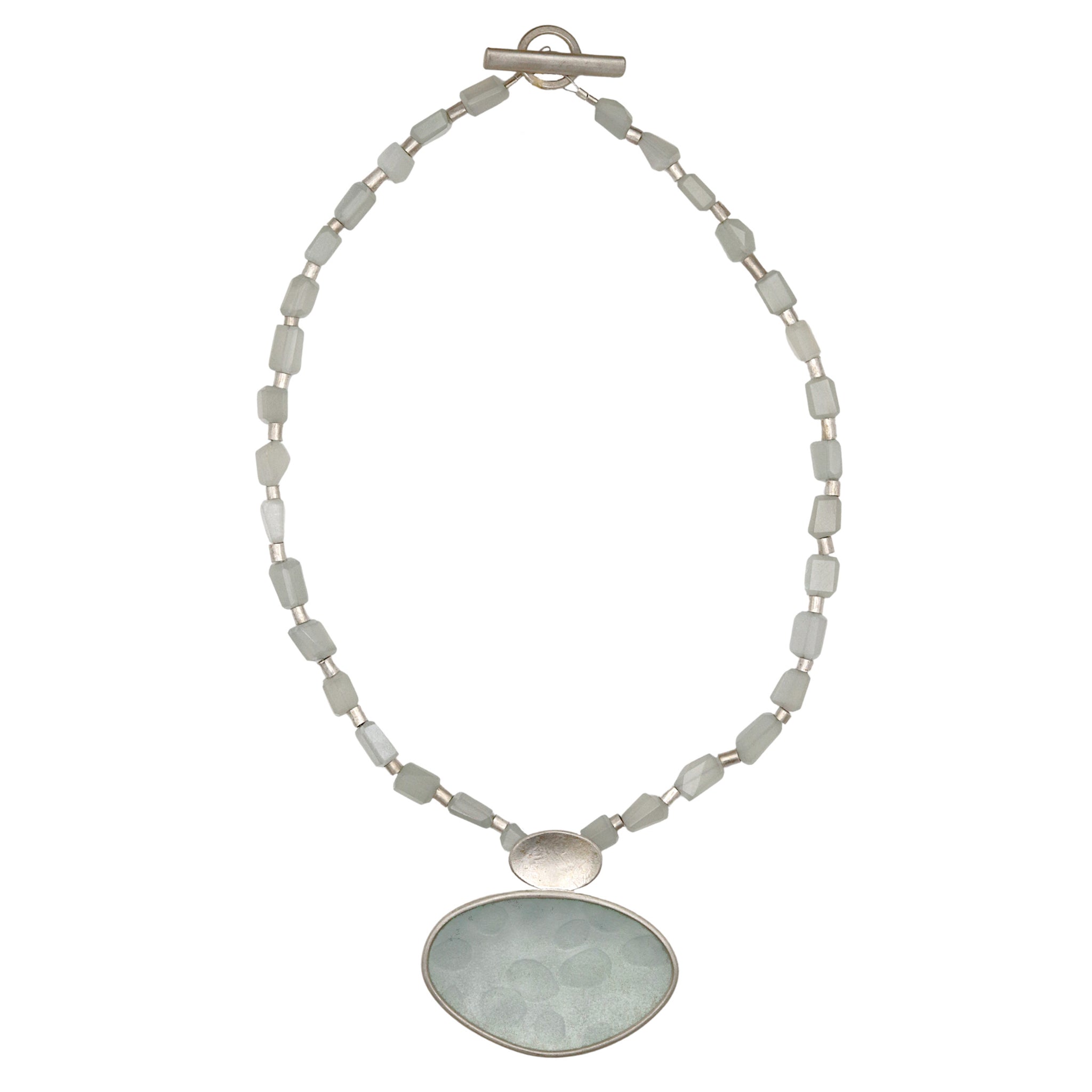 Quartz And Grey Enamel Necklace