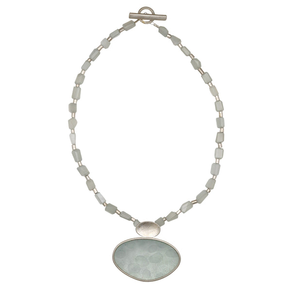 Quartz And Grey Enamel Necklace