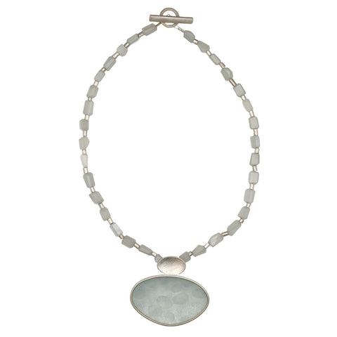 Quartz And Grey Enamel Necklace
