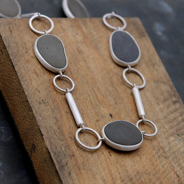 Grey Pebble Collar Necklace