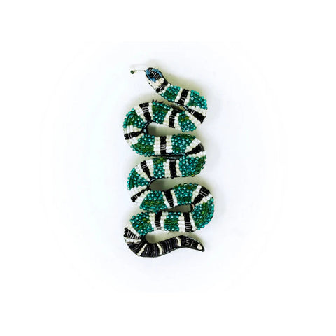 Green Banded Snake Brooch Pin