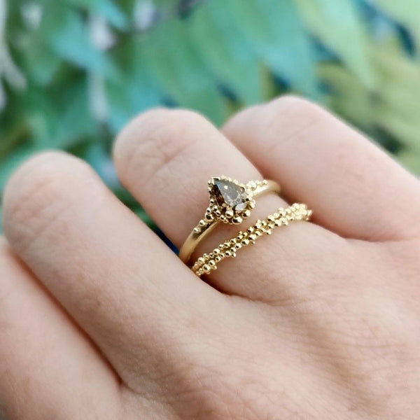 Champagne Pear Diamond Cluster Ring