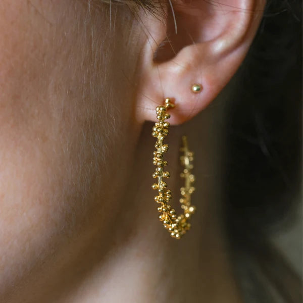 Large Granulated Gold Hoops