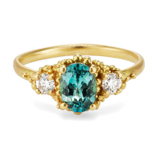 Viridian Sapphire Oval Cluster Ring