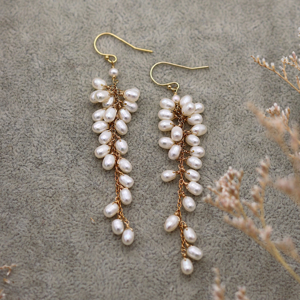 Pearl Cluster Graduated Earrings