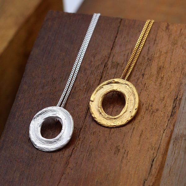 Small Golden Circle Brushstroke Necklace