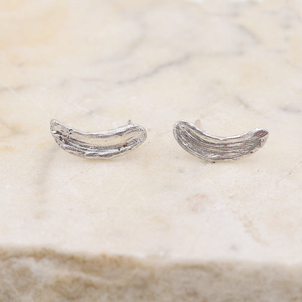 Mini Silver Brushstroke Earrings