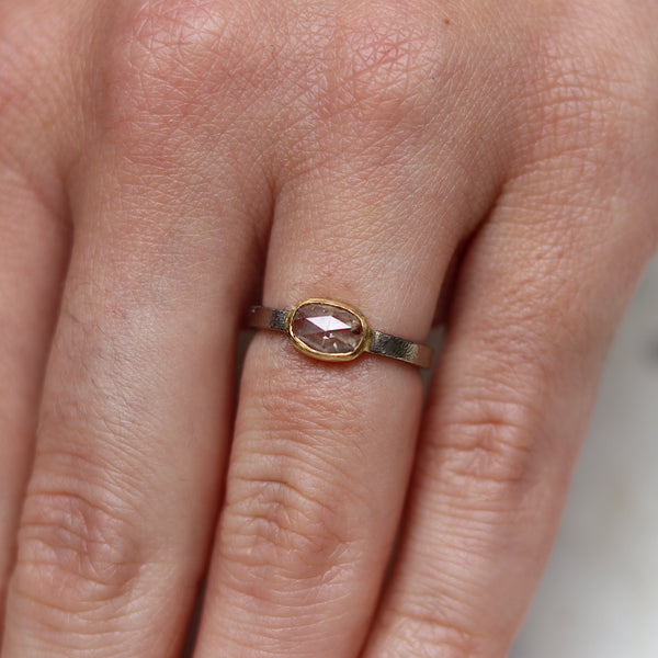 Mixed Gold Ring With Rose Cut Diamond