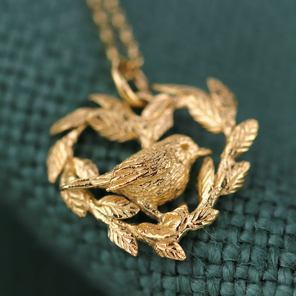 Golden Robin Heart Necklace