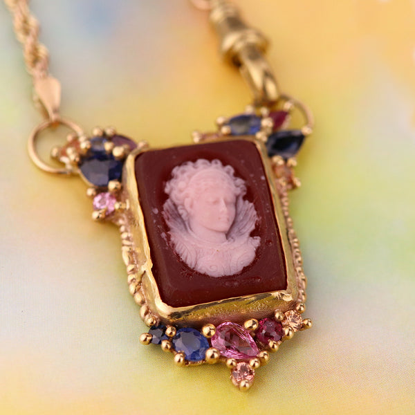 Antique Intaglio and Sapphire Necklace