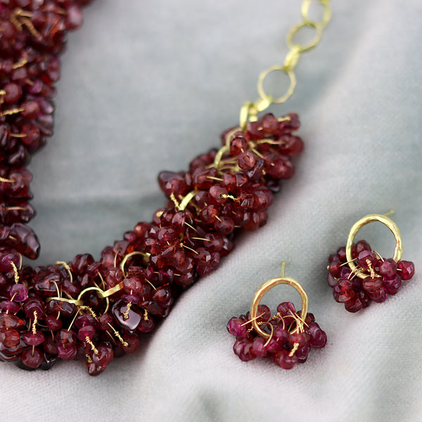 Berry Garnet Cluster Necklace