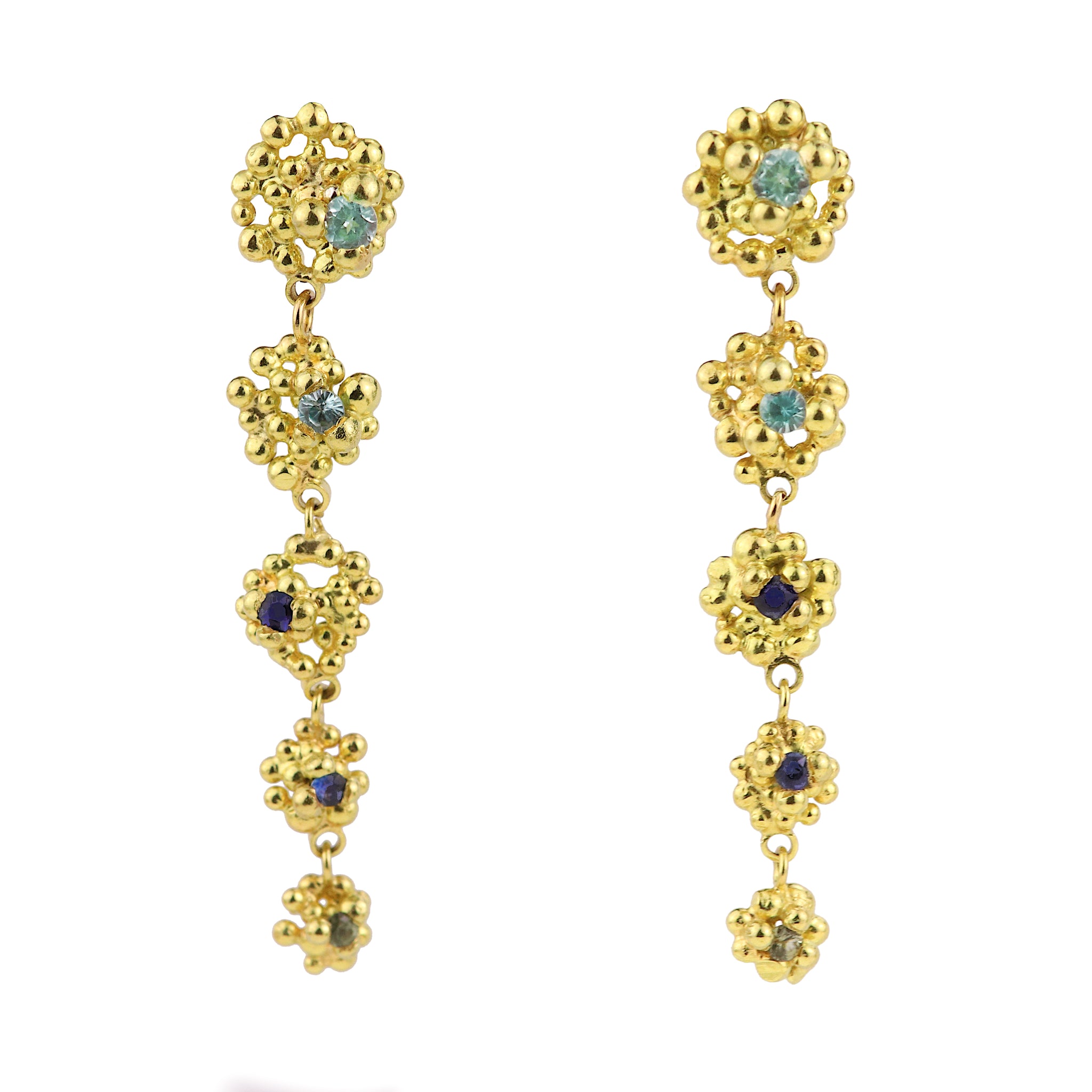 Berry Cascade Sapphire and Zircon Earrings