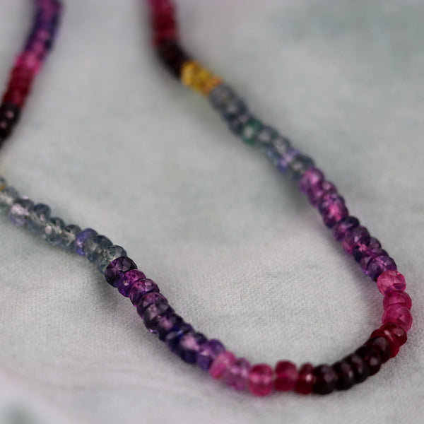Rainbow Sapphire Bead Necklace