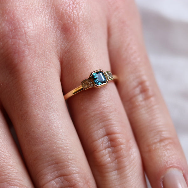 Nova Teal Sapphire and Diamond Ring