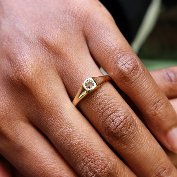 Brown Diamond Contemporary Signet Ring