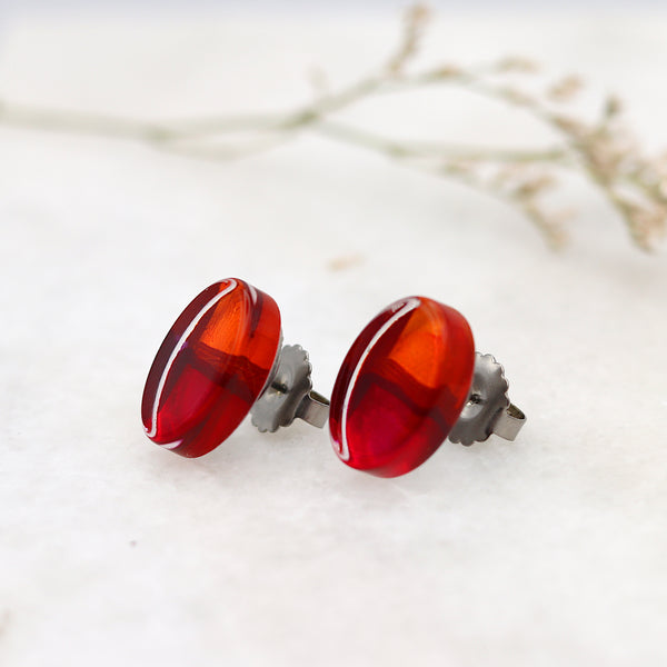 Orange & Pink Oval Acrylic Studs