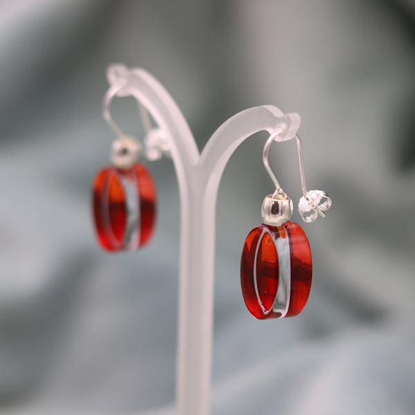 Orange & Pink Oval Acrylic Earrings