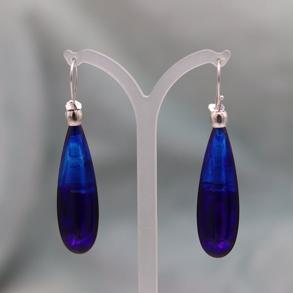 Deep Blue Medium Acrylic Drop Earrings