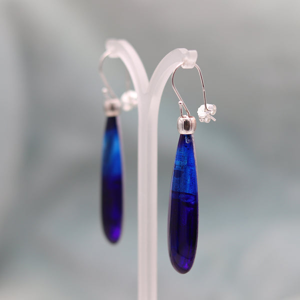 Deep Blue Medium Acrylic Drop Earrings