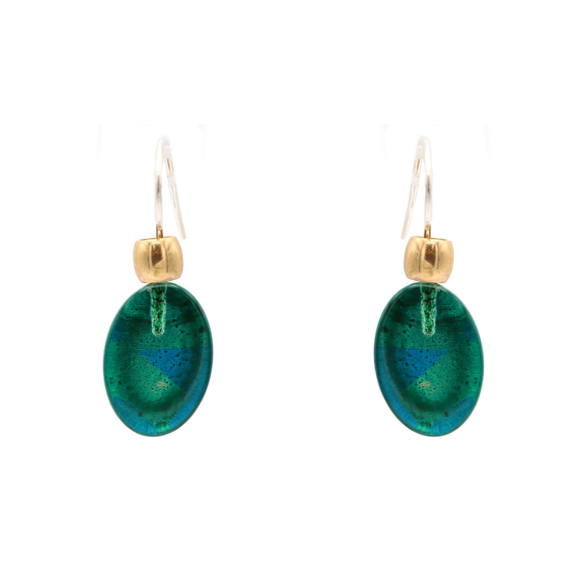 Green Oval Acrylic Earrings