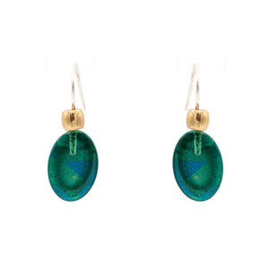 Green Oval Acrylic Earrings