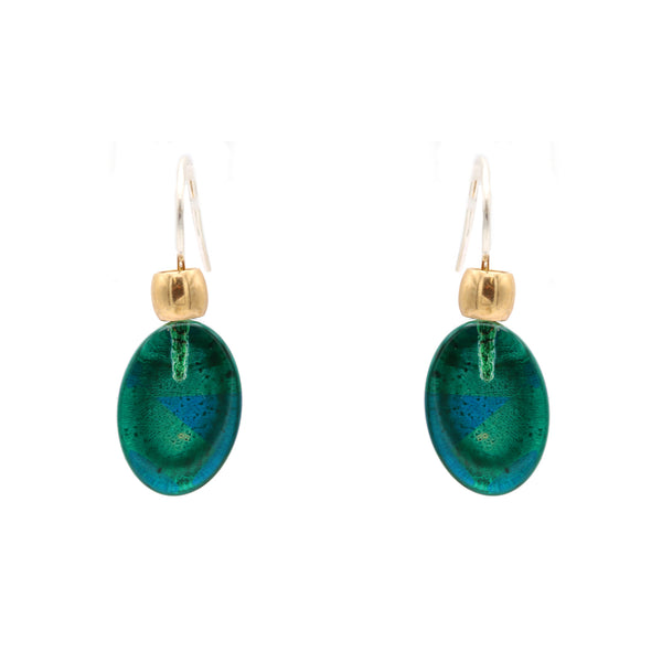 Green Oval Acrylic Earrings