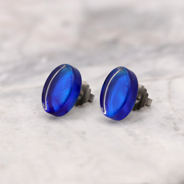 Deep Blue Oval Acrylic Studs