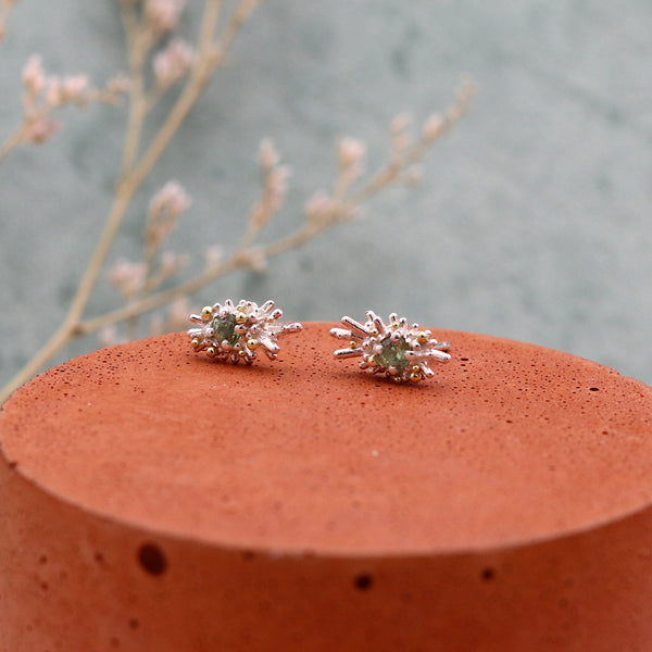 Sea Urchin Green Sapphire Studs