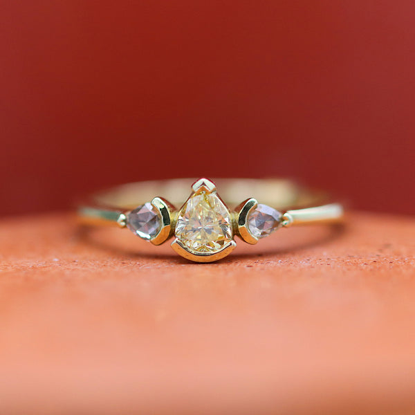 Sona Pear Diamond Ring