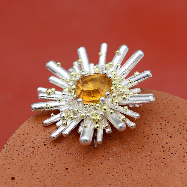 Reef Urchin Citrine Brooch