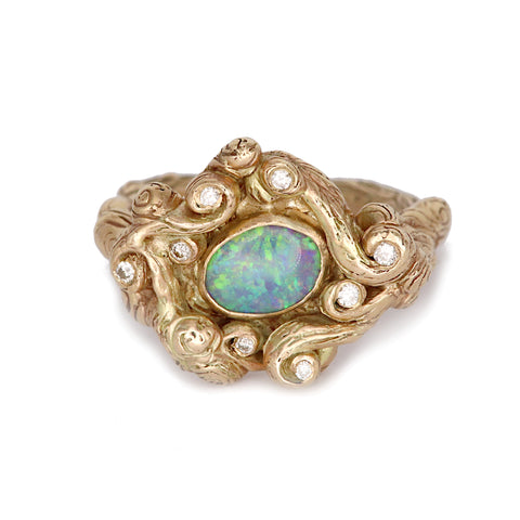 Opal and Diamond Whirlpool Treasury Ring