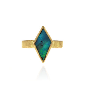 Diamond Shaped Opal Gold Ring